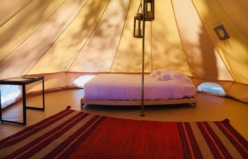 Glamping tent inside